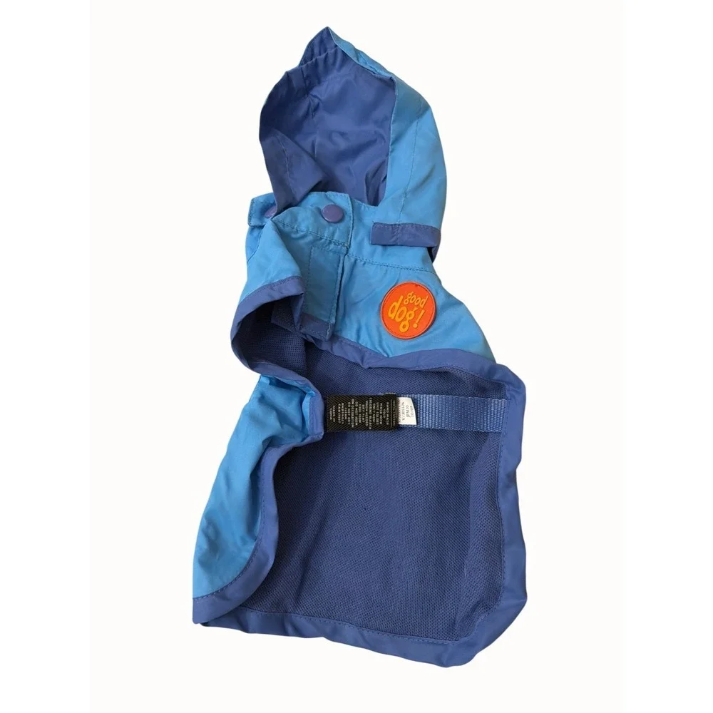Old Navy Dog Raincoat Set XS‎ Blue & Yellow Reflective Stripes Hooded Boots +